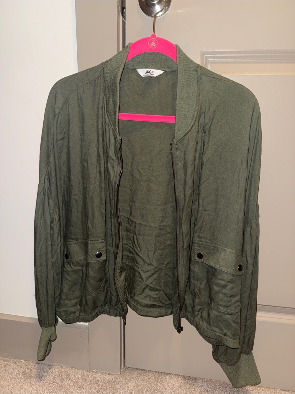 Jack by BB Dakota Olive Green Lightweight Bomber Jacket